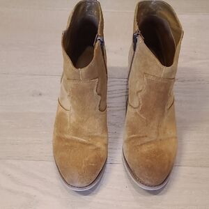 Marc Fisher Tan Suede Western Ankle Booties
